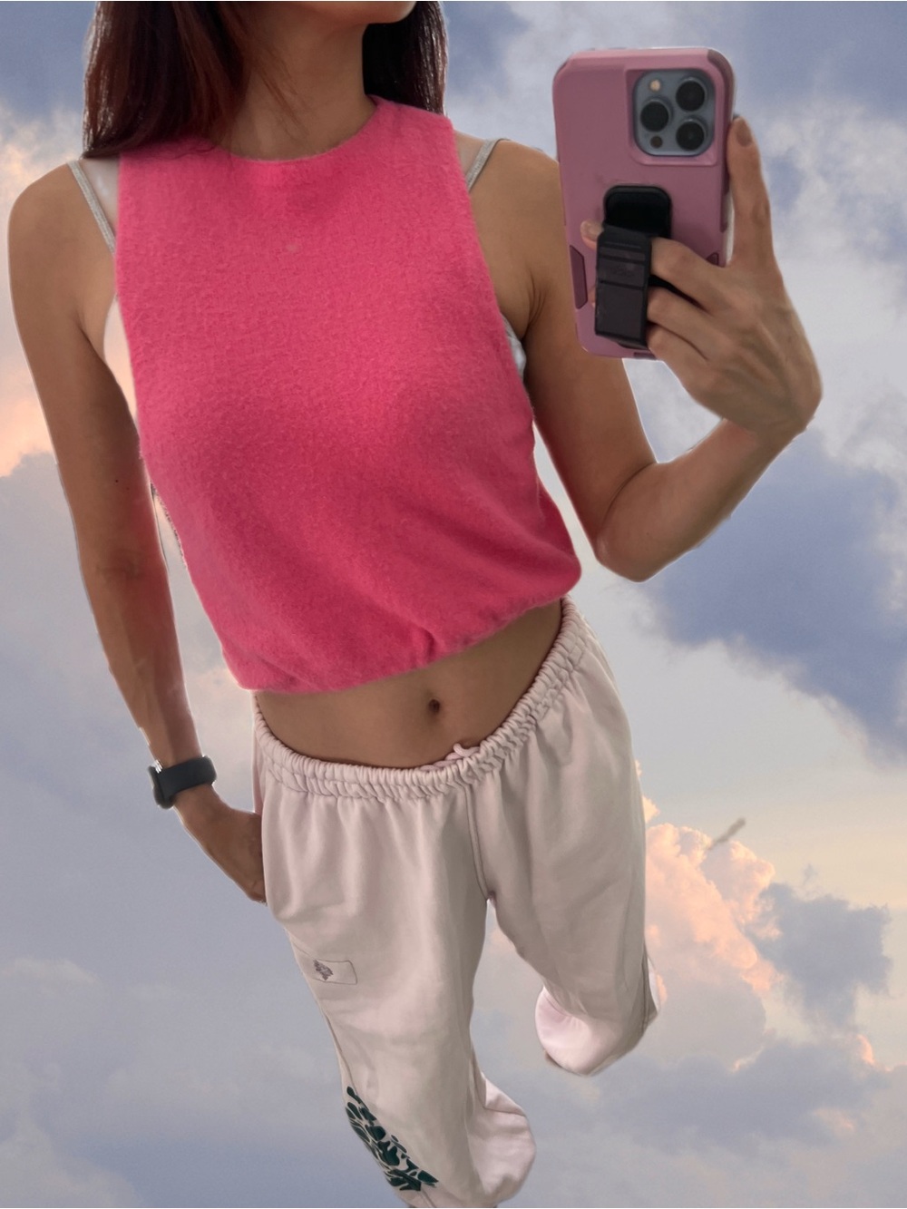 NWT🩷free people intimately XS Pink Cropped Tank Top - Sleeveless Knit